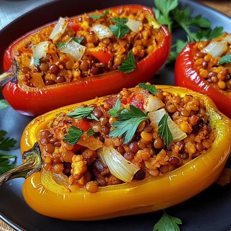 Gefüllte Spitzpaprika mit roten Linsen