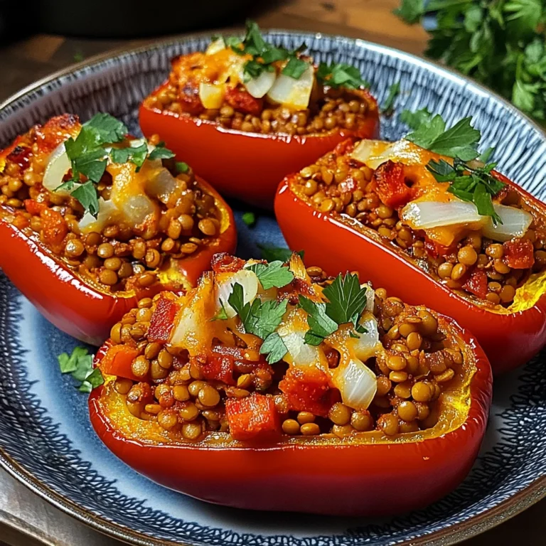 Gefüllte Spitzpaprika mit roten Linsen