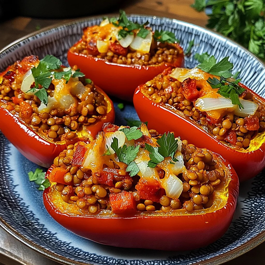 Gefüllte Spitzpaprika mit roten Linsen