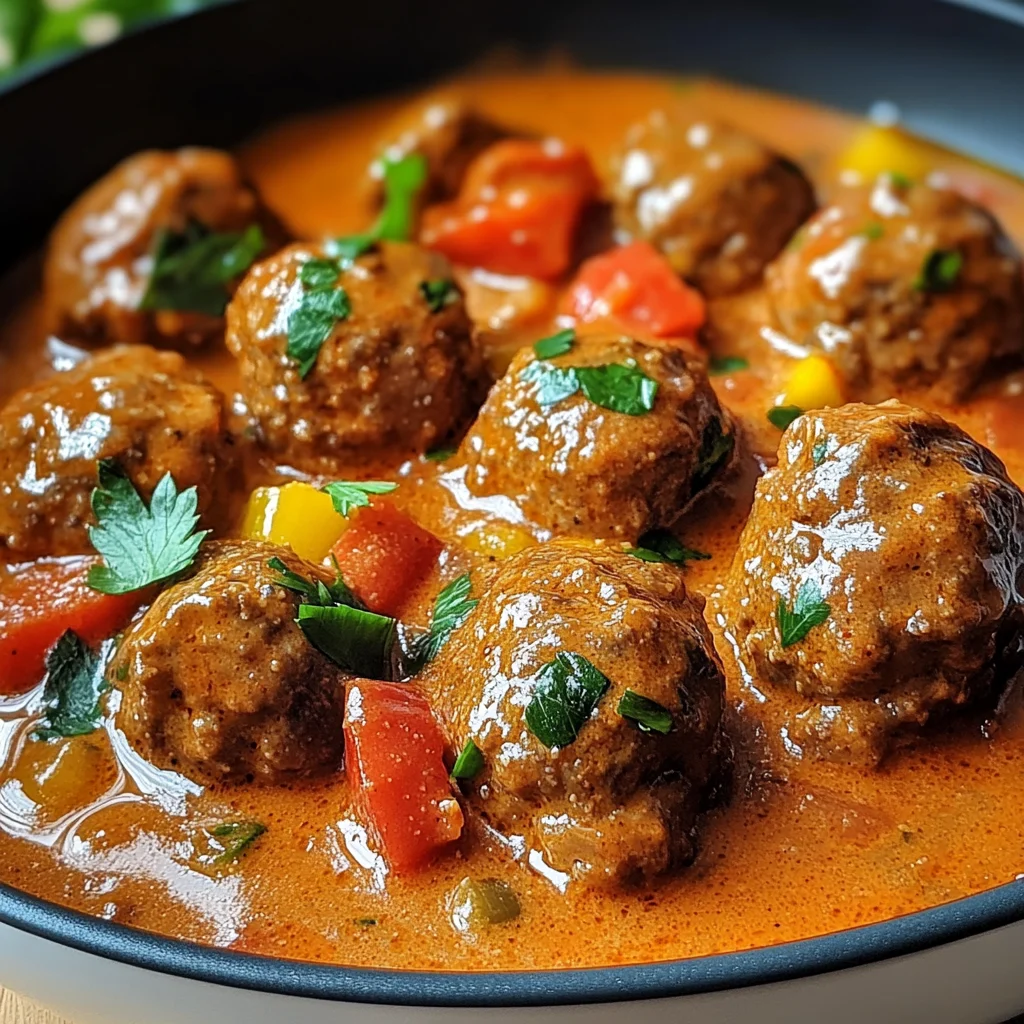 Hackbällchen in cremiger Paprikasoße