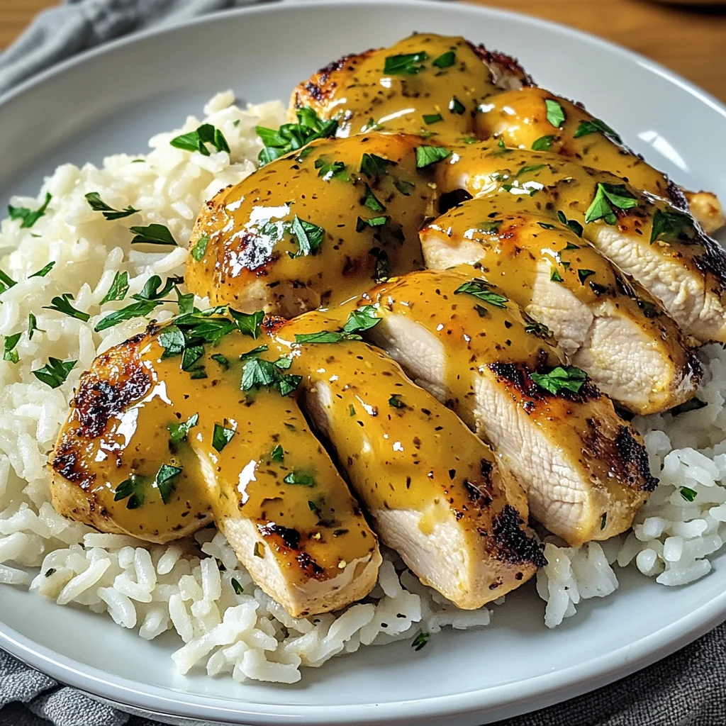 Honig Senf Hähnchen mit Reis