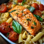 Ofen-Lachs-Pasta mit Tomaten