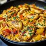 Orzo-Pfanne mit Paprikahuhn