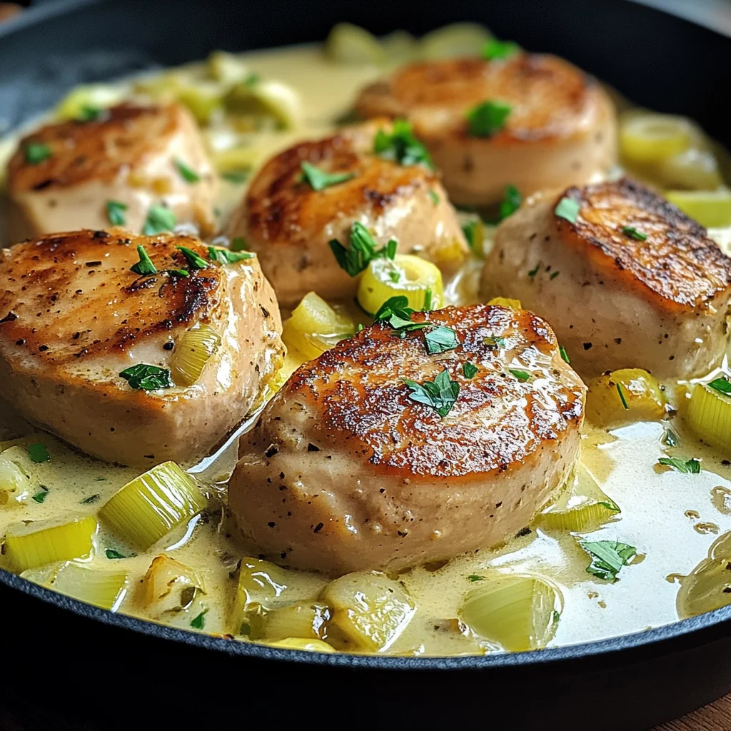 Puten-Medaillons in Lauch-Rahm-Soße