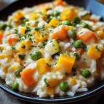 Reis mit Gemüse-Frischkäse-Sauce