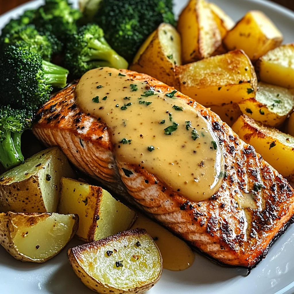 Zitronenbutterlachs mit knusprigen Kartoffeln und Brokkoli
