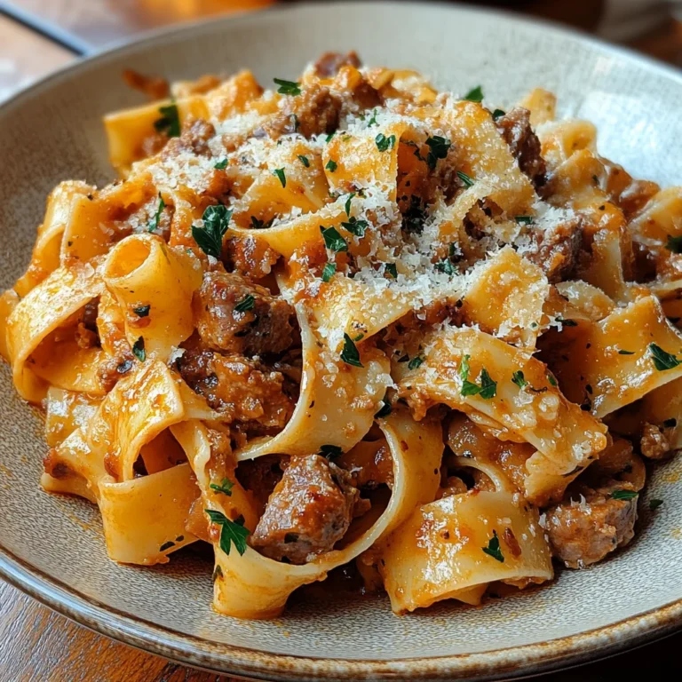 Cremige kalabrische Chili-Pappardelle mit Wurst und Fenchel