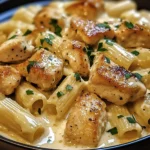 Cremiges Knoblauchbutter-Huhn und Rigatoni in Parmesan-Soße