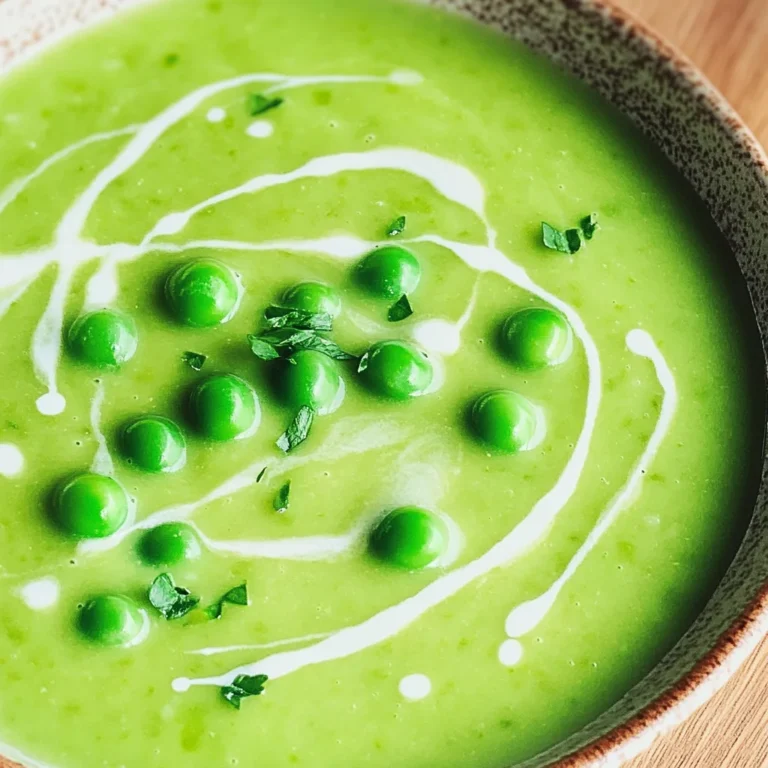 Feine Erbsensuppe mit gefrorenen Erbsen
