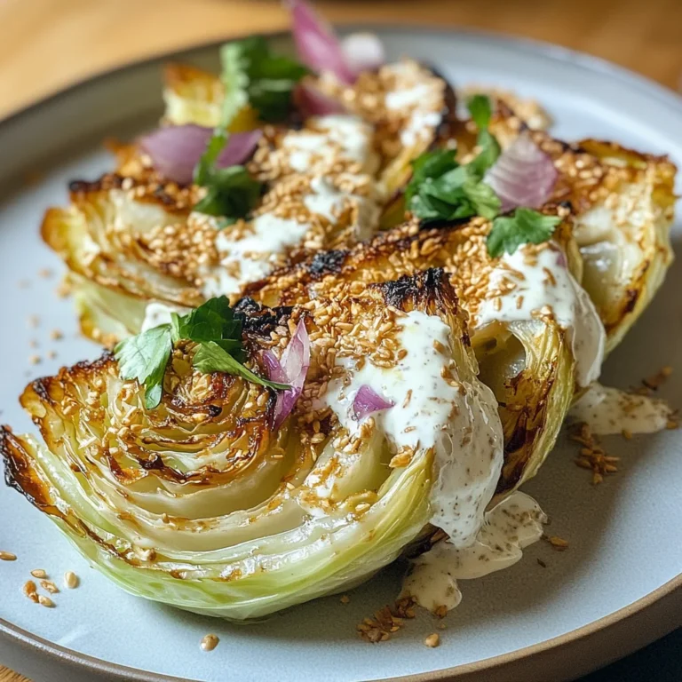 Gebackener Spitzkohl auf Tahini-Joghurt
