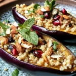 Auberginen mit Dattel-Mandel-Couscous und Minze