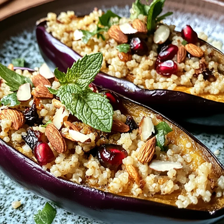 Auberginen mit Dattel-Mandel-Couscous und Minze