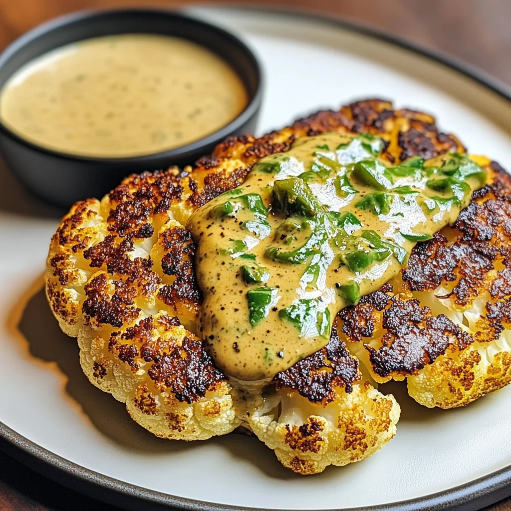 Blumenkohlsteak mit Pfefferrahmsauce