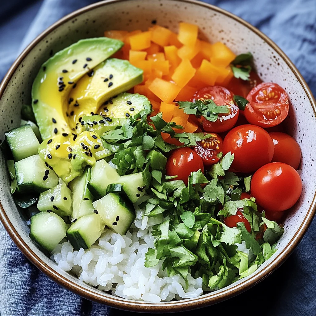 Bunte Salat-Bowl mit Reis und Avocado
