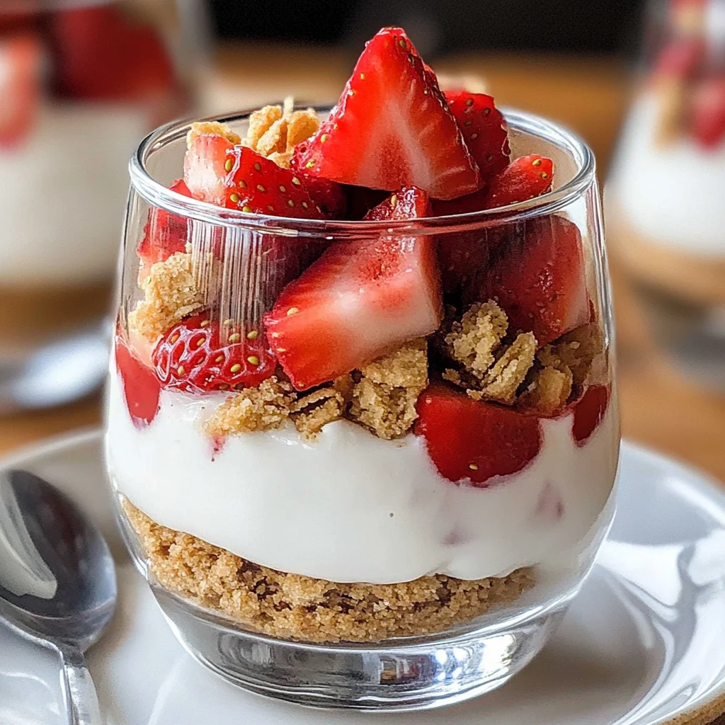 Erdbeer-Dessert im Glas mit Joghurt