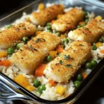 Fischstäbchen-Auflauf mit Reis und Gemüse