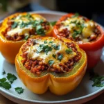 Gefüllte Paprikaschoten mit rotem Reis