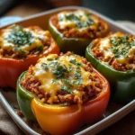 Gefüllte Paprikaschoten mit rotem Reis