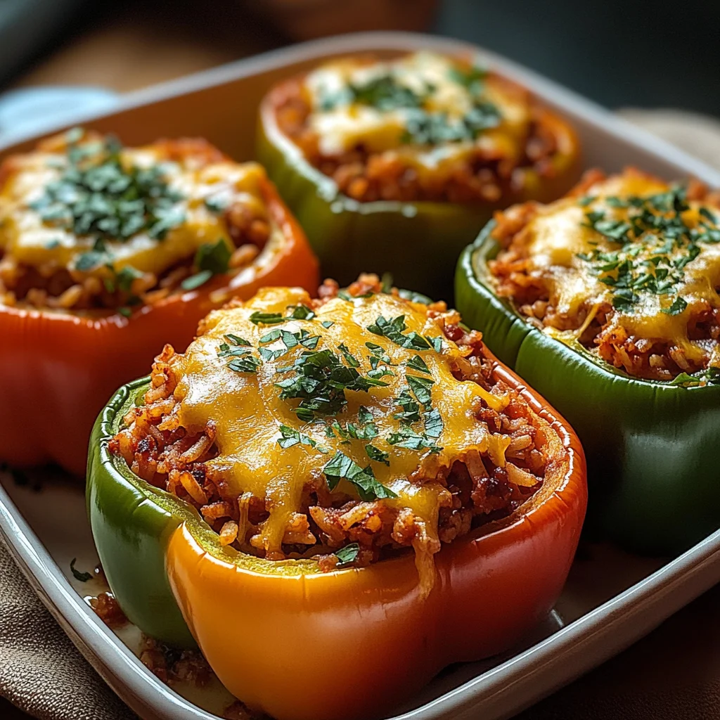 Gefüllte Paprikaschoten mit rotem Reis