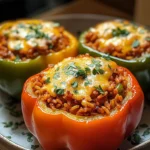 Gefüllte Paprikaschoten mit rotem Reis