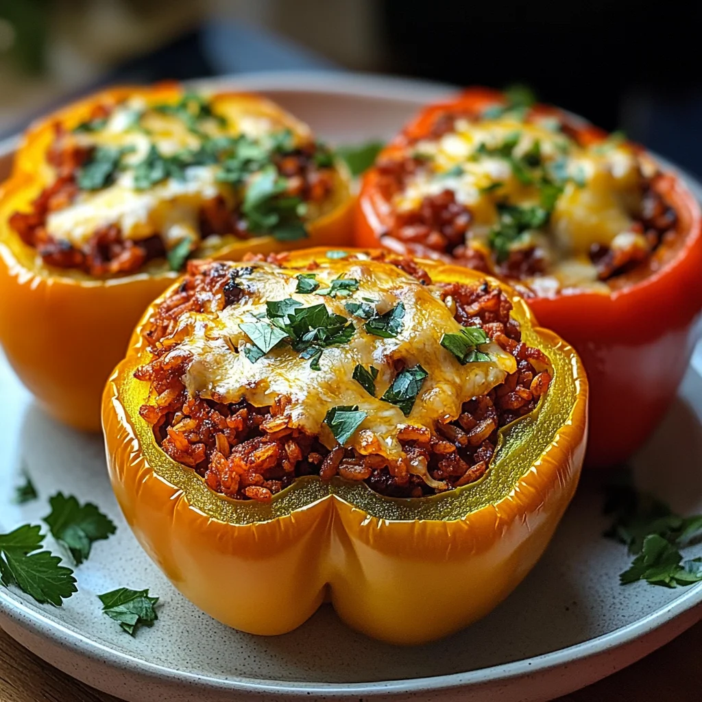 Gefüllte Paprikaschoten mit rotem Reis