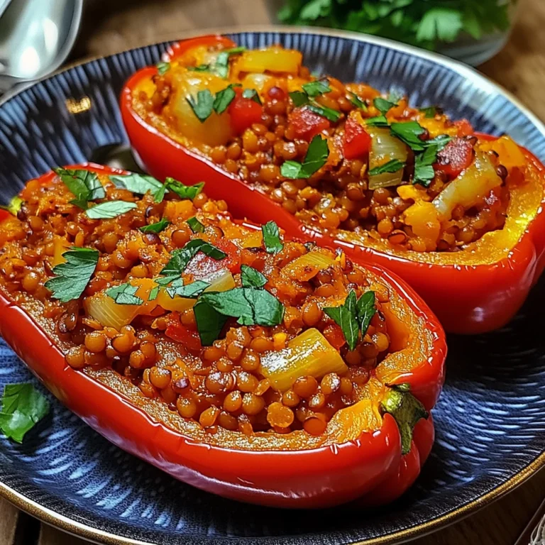 Gefüllte Spitzpaprika mit roten Linsen