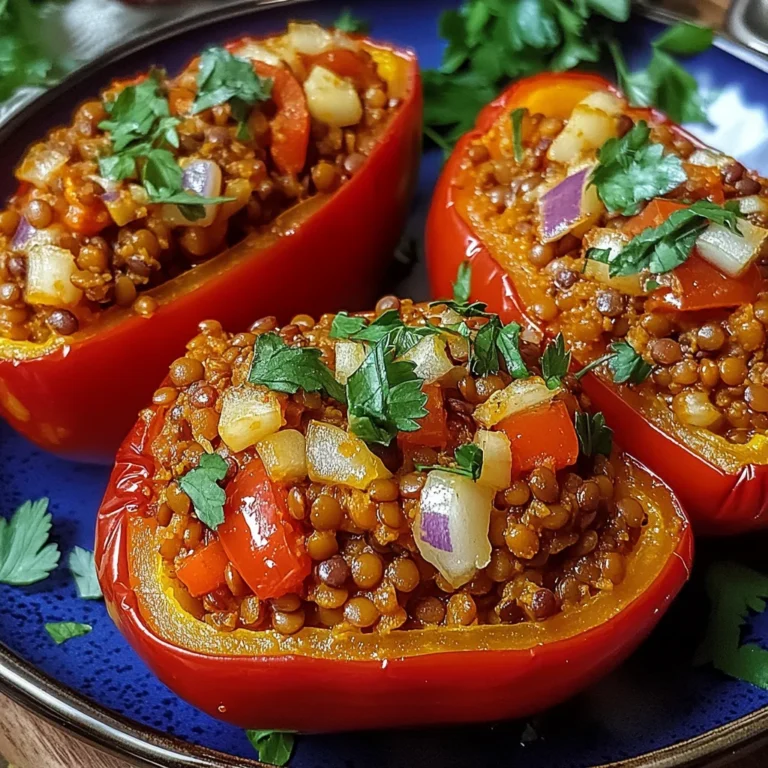 Gefüllte Spitzpaprika mit roten Linsen