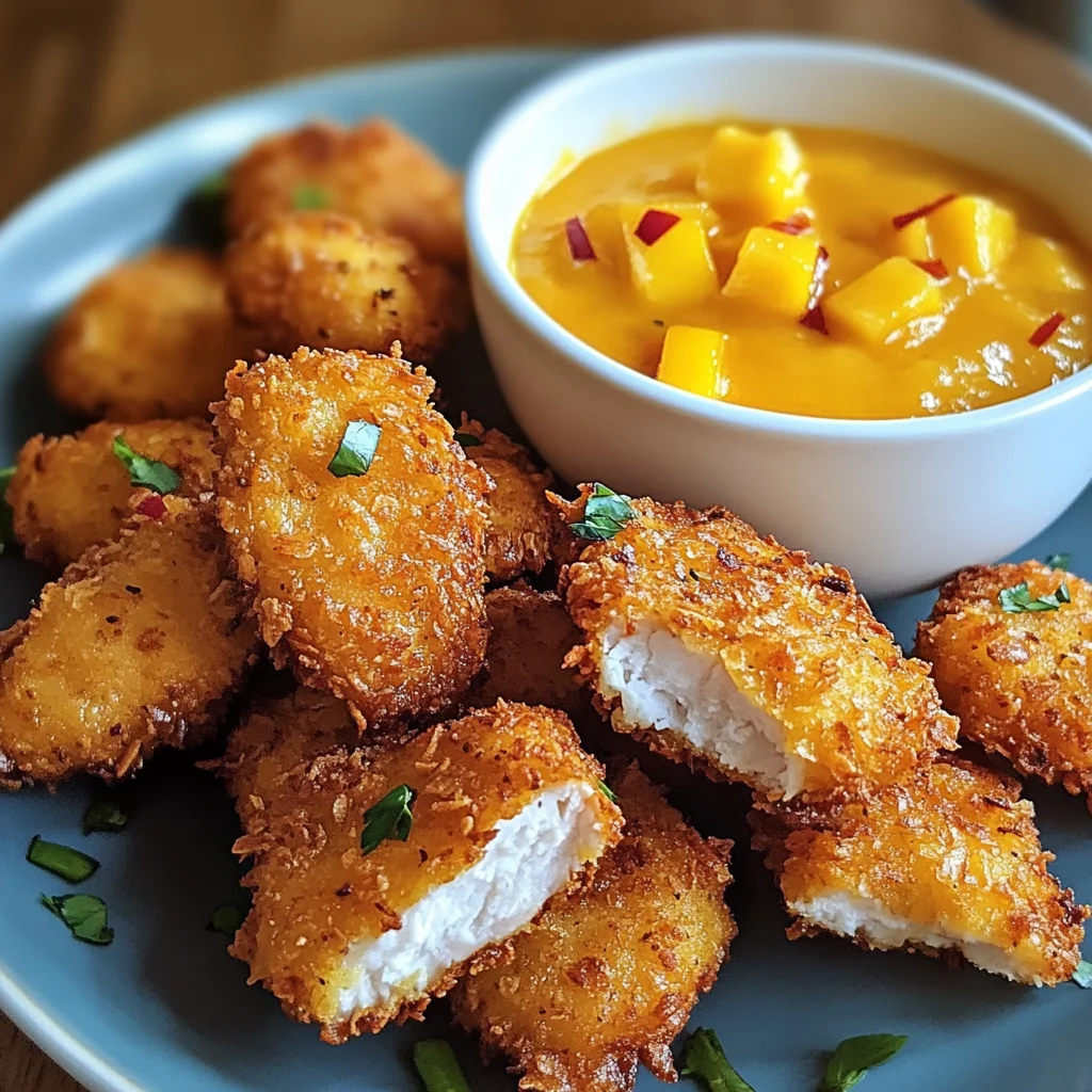 Kokos-Chicken-Nuggets mit Spicy Mango-Dip