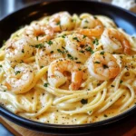 Spaghetti Alfredo mit Garnelen