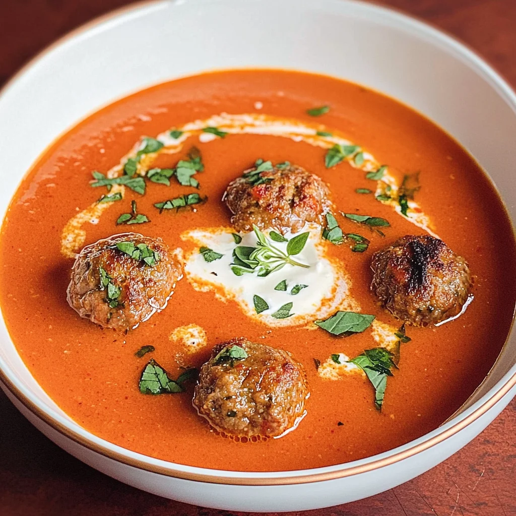 Tomatensuppe mit Hackbällchen
