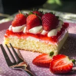 Erdbeerkuchen vom Blech mit Schmand & Pudding