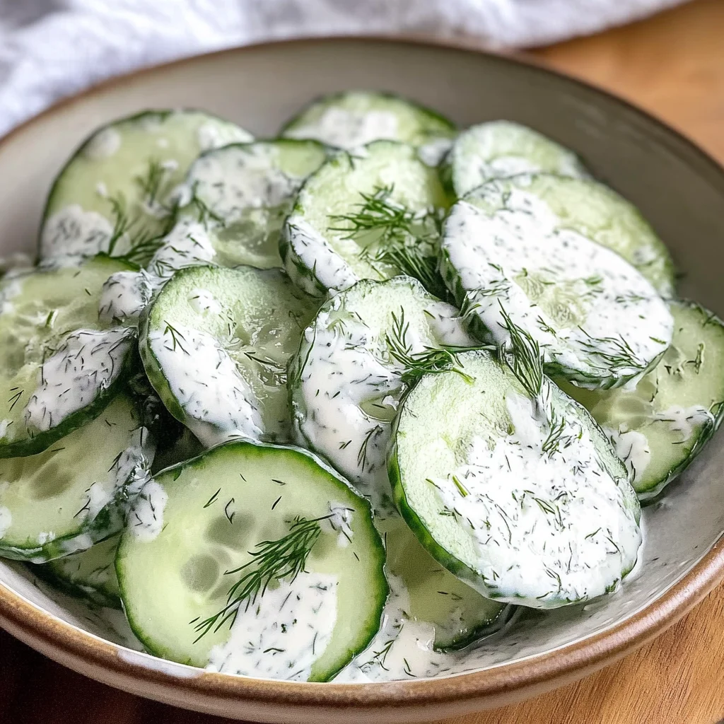 Gurkensalat mit Sahne & Dill - Omas einfaches Rezept