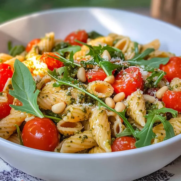 Nudelsalat mit Pesto & Rucola (ohne Mayo)
