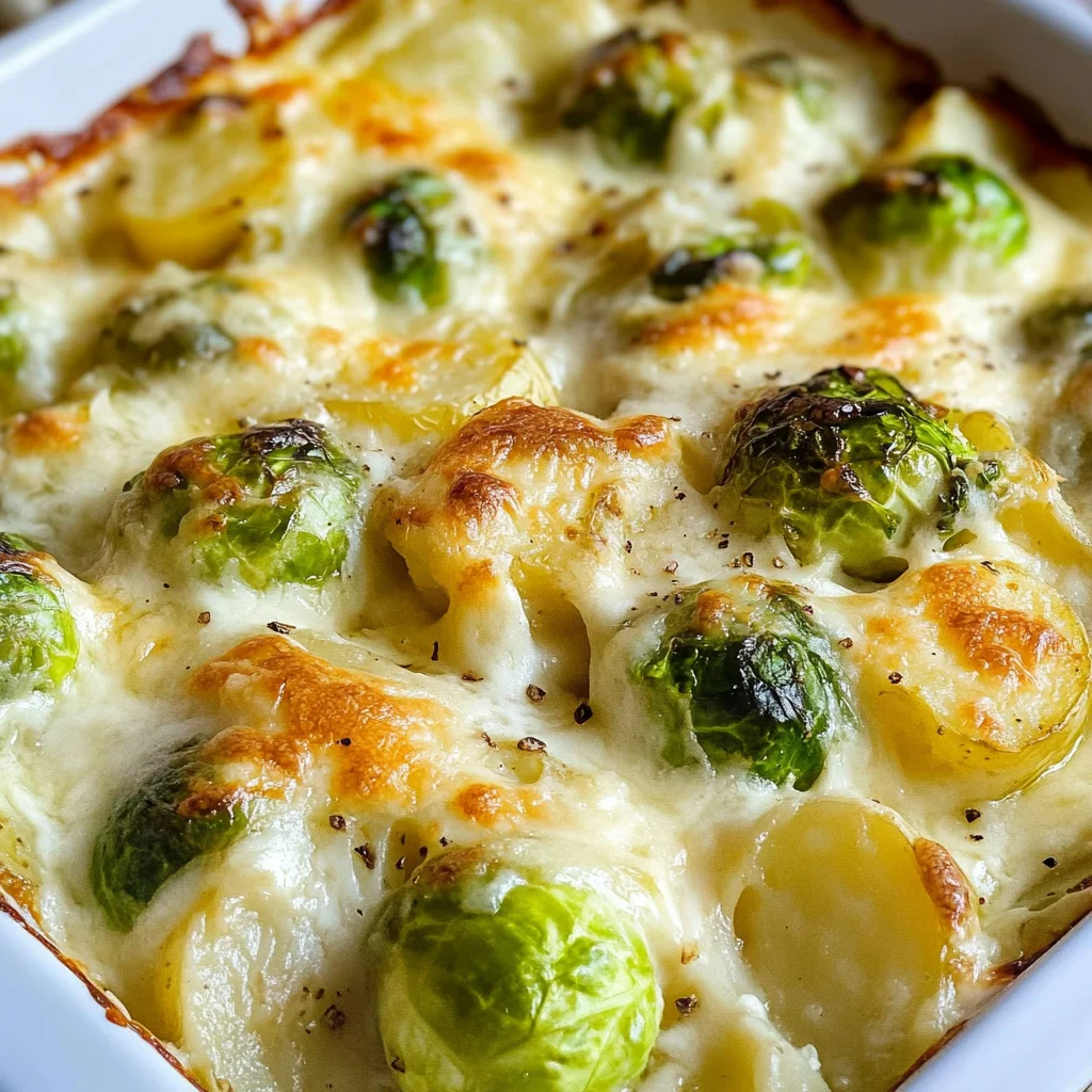 Rosenkohlauflauf - mit Kartoffeln & Käse