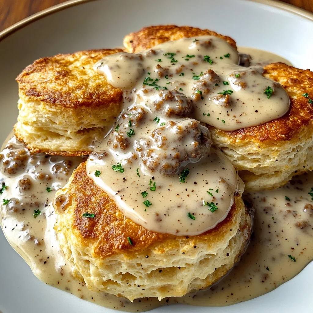 Biscuits und pfeffrige Wurstsoße