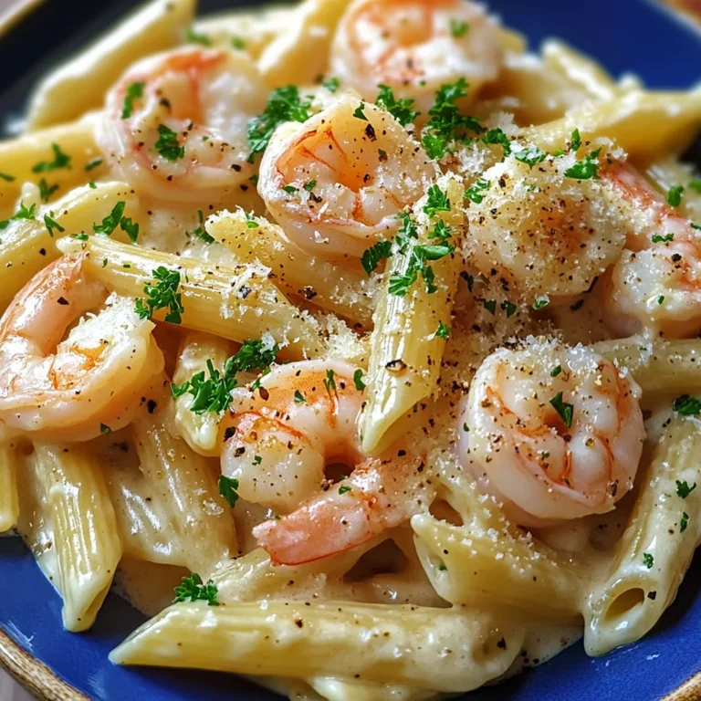 Cremige Penne mit Garnelen