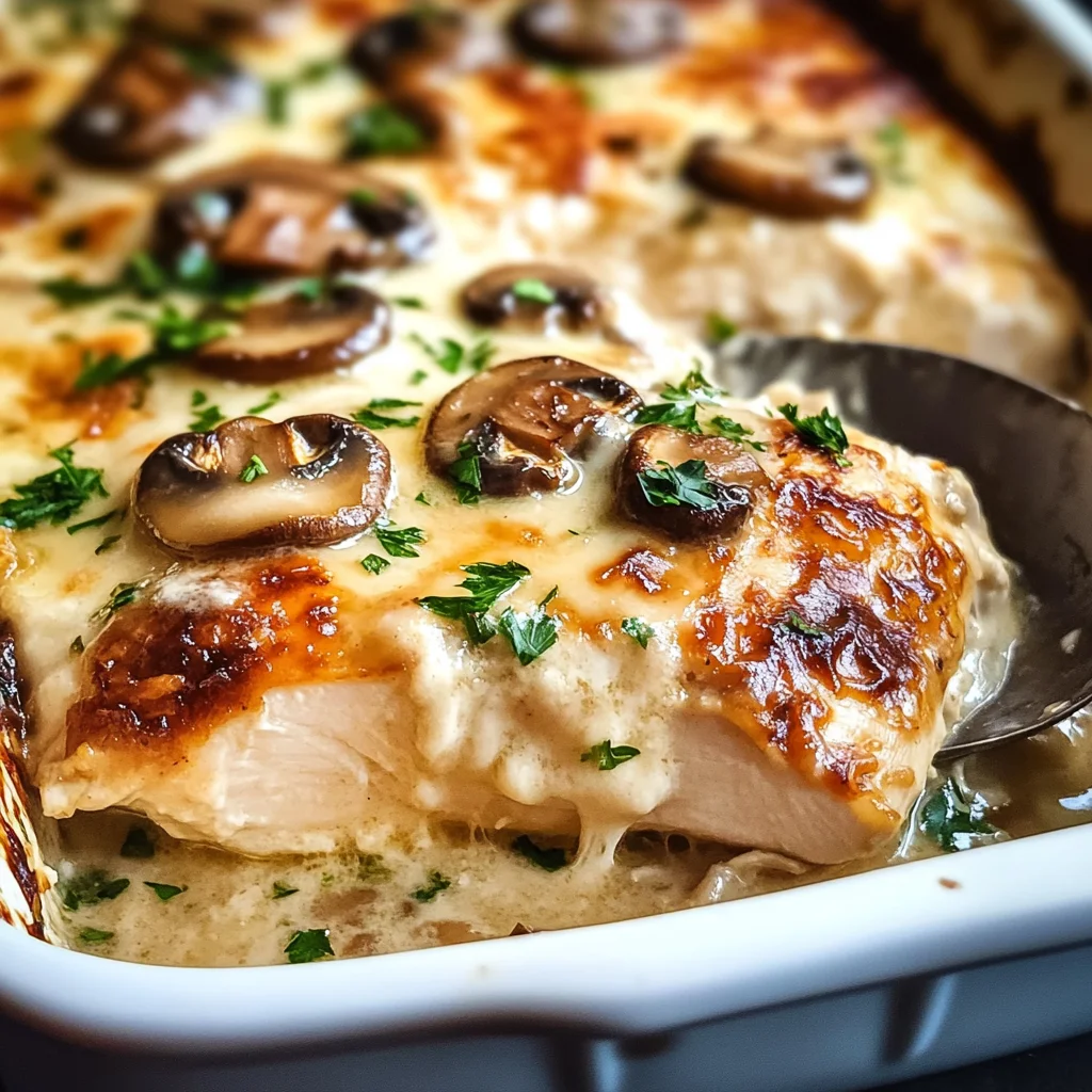 Cremiger Hähnchenauflauf mit Pilzen