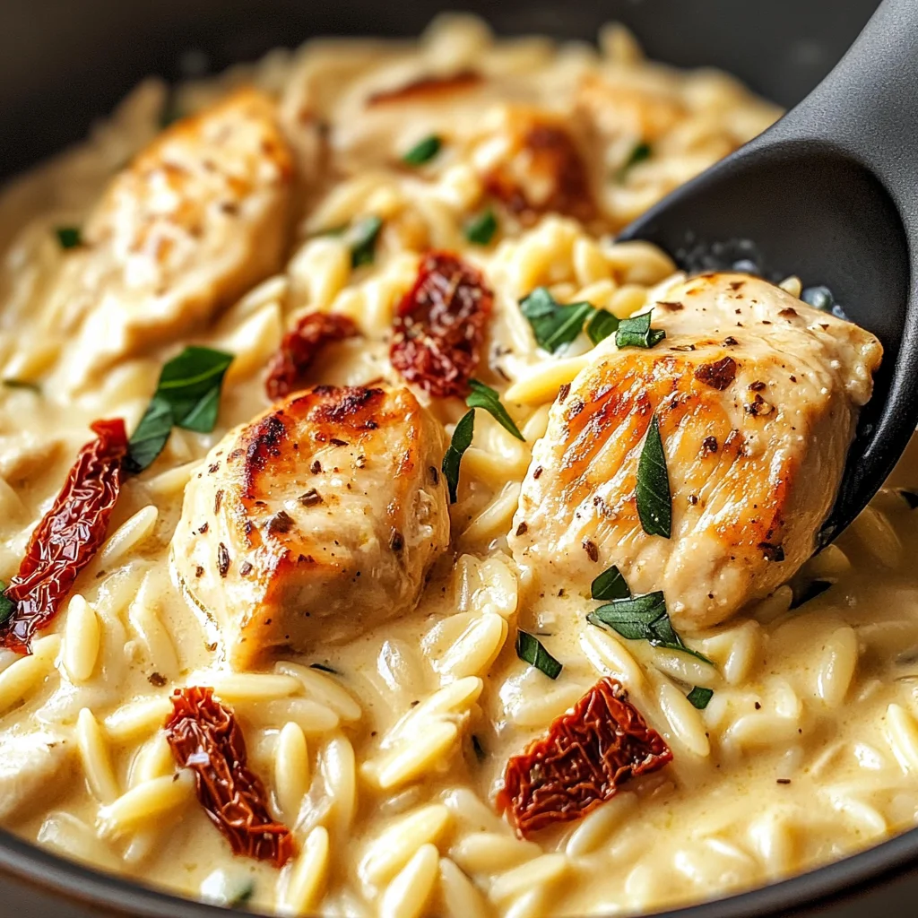 Cremiges Hähnchen-Orzo Eintopf