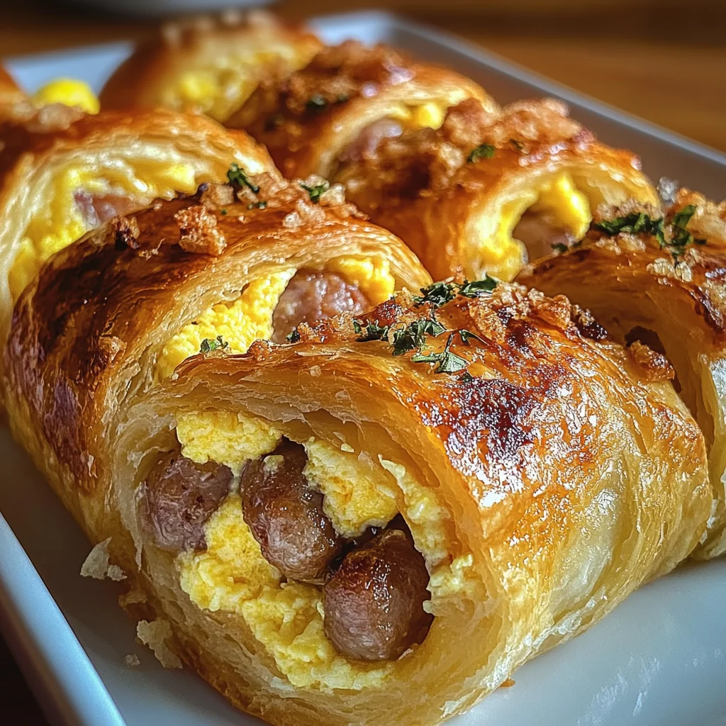 Frühstücksröllchen mit Wurst und Ei