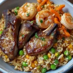 Gebratener Reis mit Garnelen und Lamm