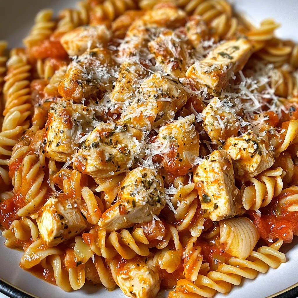 Gesunde Hähnchenpasta mit Knoblauch