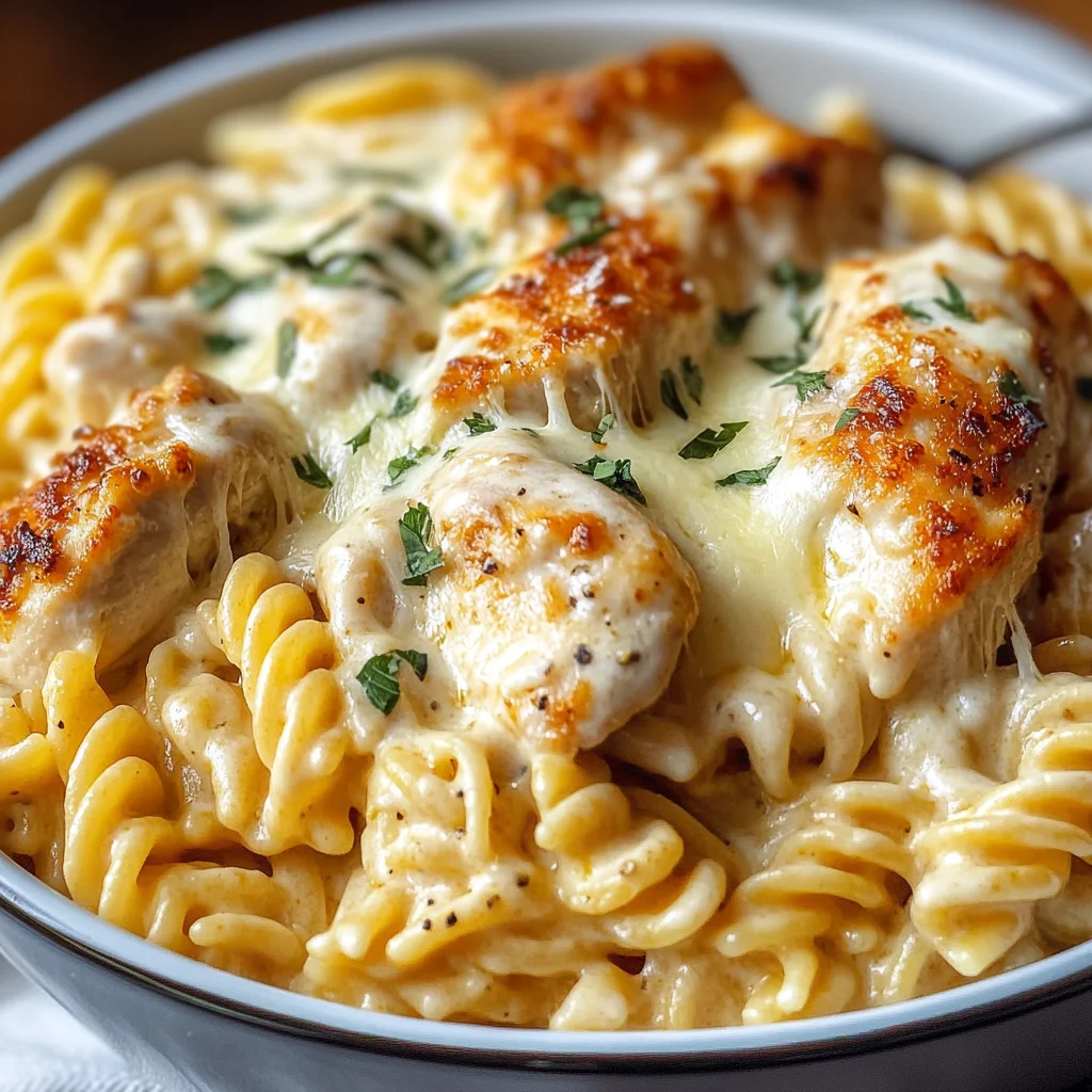 Hähnchen-Pasta mit weißem Cheddar