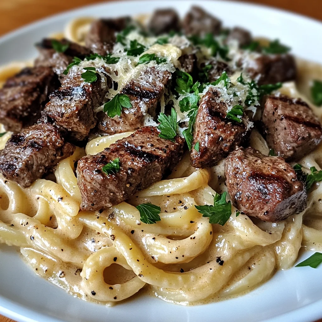 Knoblauchbutter-Steak-Pasta