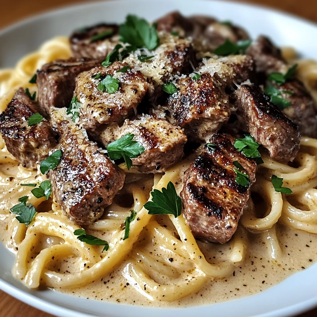 Knoblauchbutter-Steak-Pasta