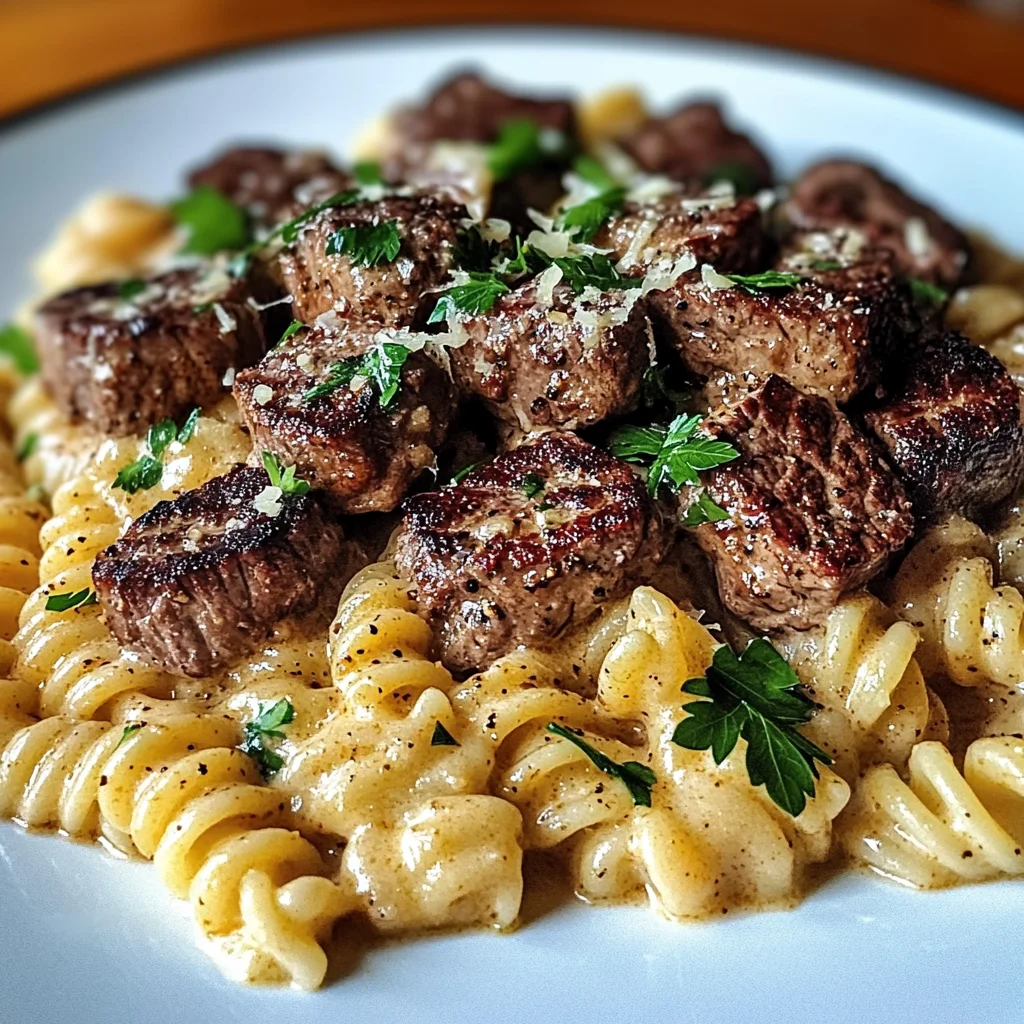 Knoblauchbutter-Steak-Pasta